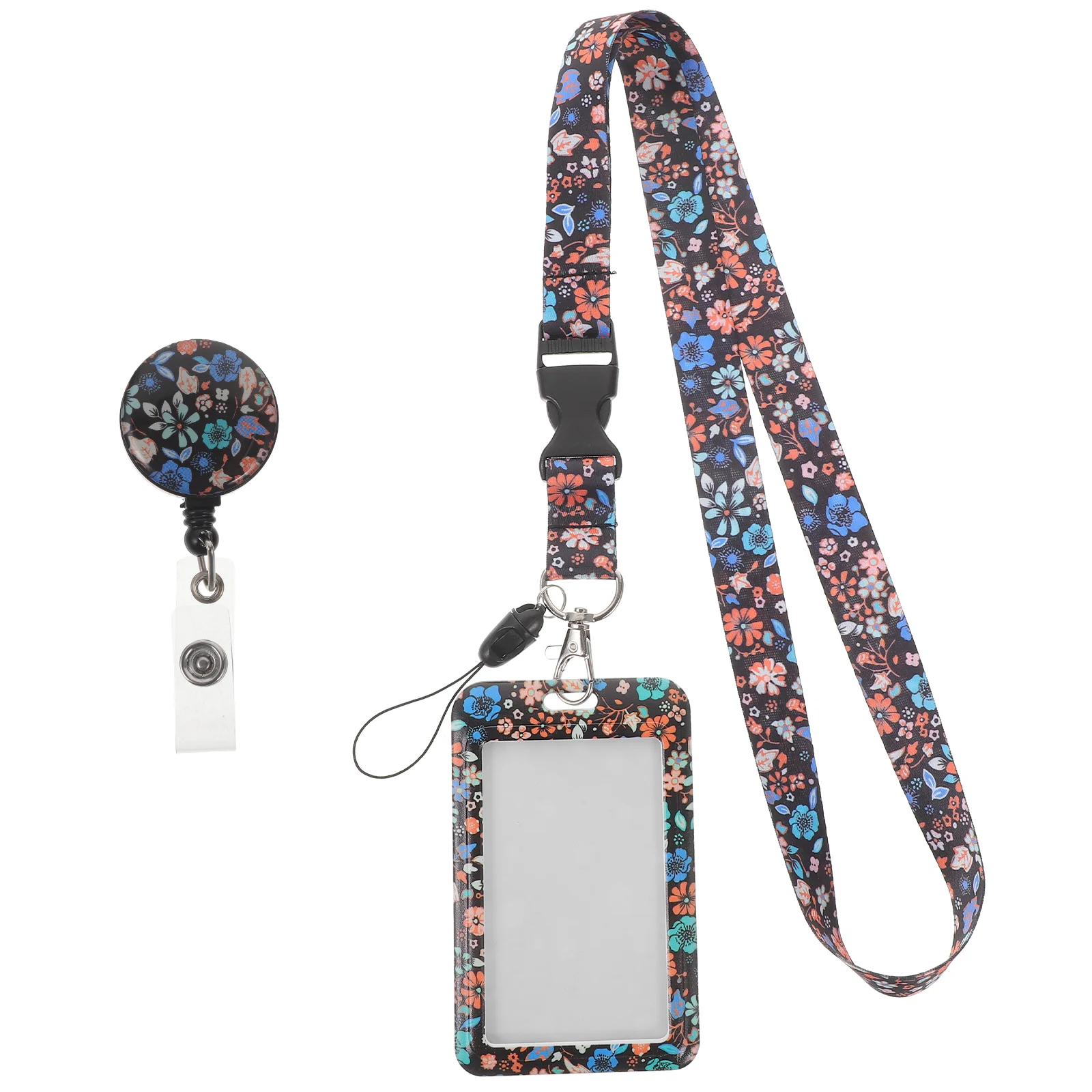 

1 Set of Chic Flower Tag Sleeve Badge Lanyards Portable Id Cards Holder with Lanyard Portable Card Holder