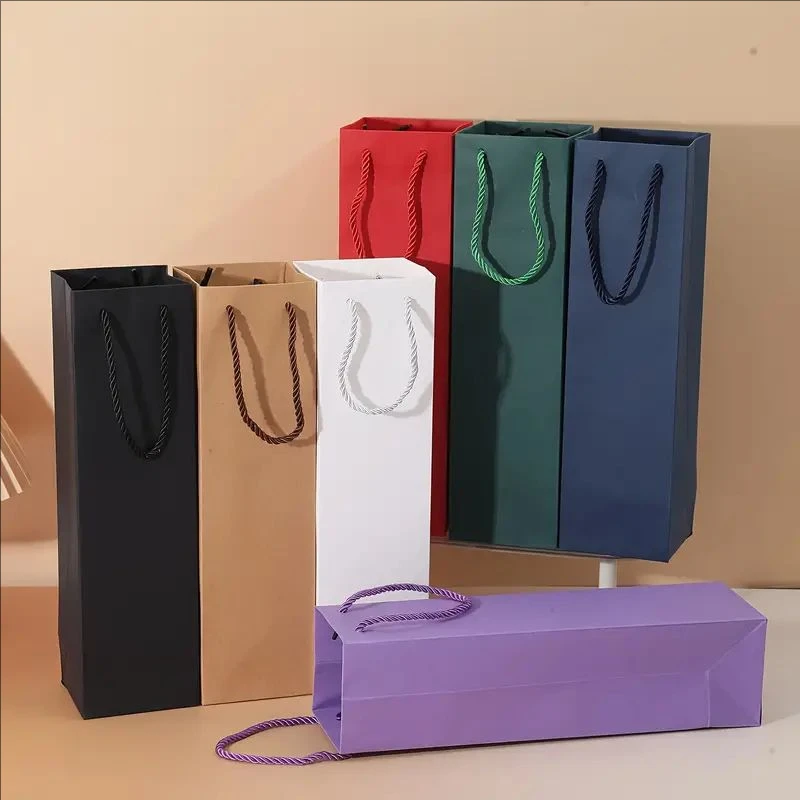 7/8 PCS Solid Color Thickened Wine Bags, Elegant Reusable Cardboard Tote Gift Bags for ... - SKU RCTB1715 - UGI Packaging