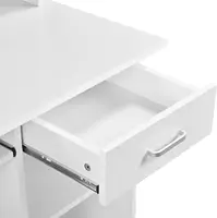 Home Office Wood Computer Desk with Keyboard Tray and Drawers, Students Writing Table with Storage Drawers & Hutch, 5