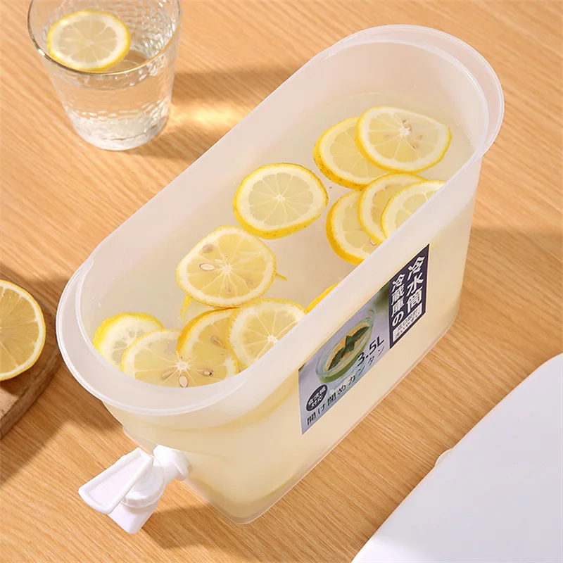 Cold Kettle With Faucet Food Grade Cold Kettle Ice Water Bucket Summer Fruit Teapot Lemonade Bottle Home Kitchen Drinkware