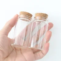6 Pcs/lot  25*37*70mm 50ml Little Glass Bottle Stopper Dragees Glass Jars Storage for Spice Candy Containers Vials Test Tube 2