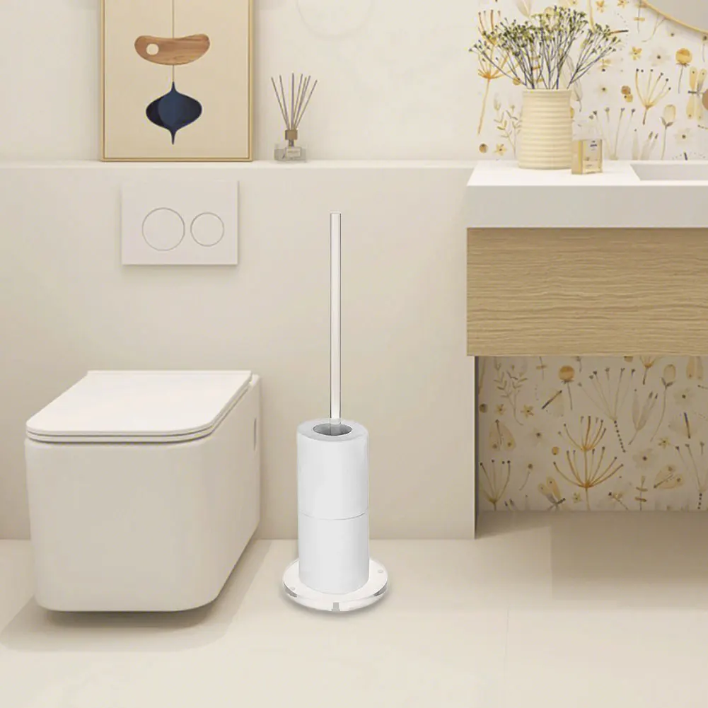 Standing Reserve Tissue Roll Holder Acrylic Toilet Tissue Roll Stand Modern Space Saving for Toilet Spare Rolls Storage