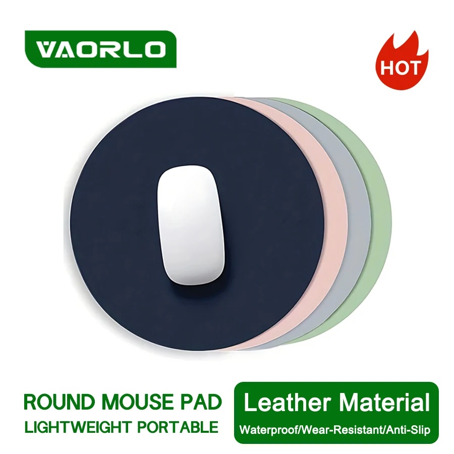 Universal Non-Slip Round Leather Mouse Pad