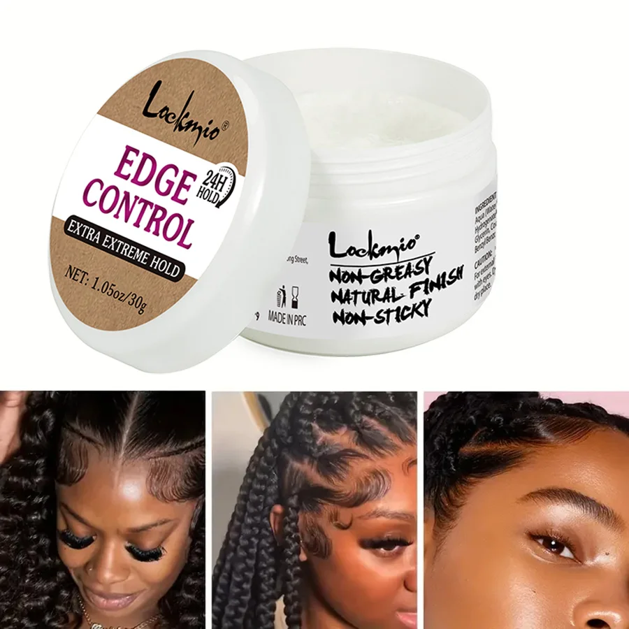 Edge Control Gel Smoothing Frizz Hair Wax Cream Natural Finishing Gel Wax and Headband 30g Non-greasy Small Size Travel 3pcs/Set 5