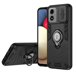 Durable Magnetic Phone Case with Slide Camera Lens Protector Cover - Moto G15 (Black)