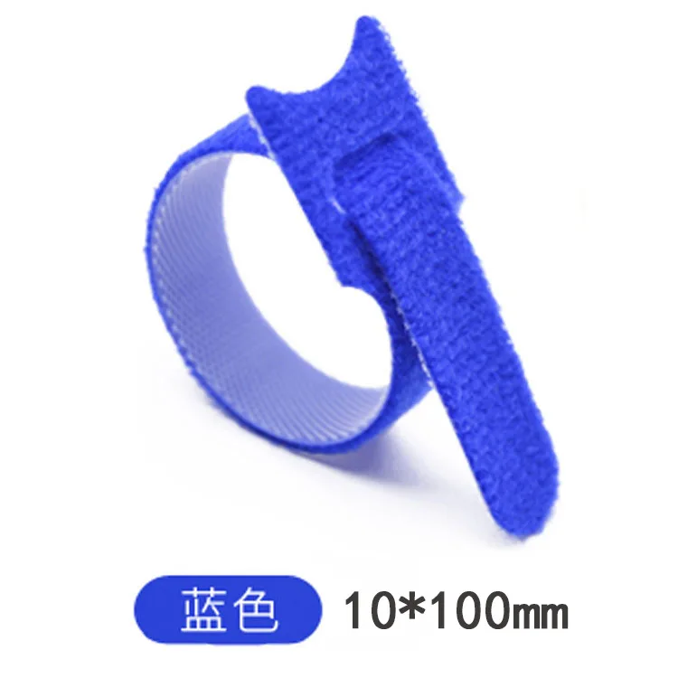 10pcs Reusable Adhesive Fastener Tape T-type Hooks and Loops Fasteners Back To Back Cable Ties Strong Wire Harness Magic Tie 