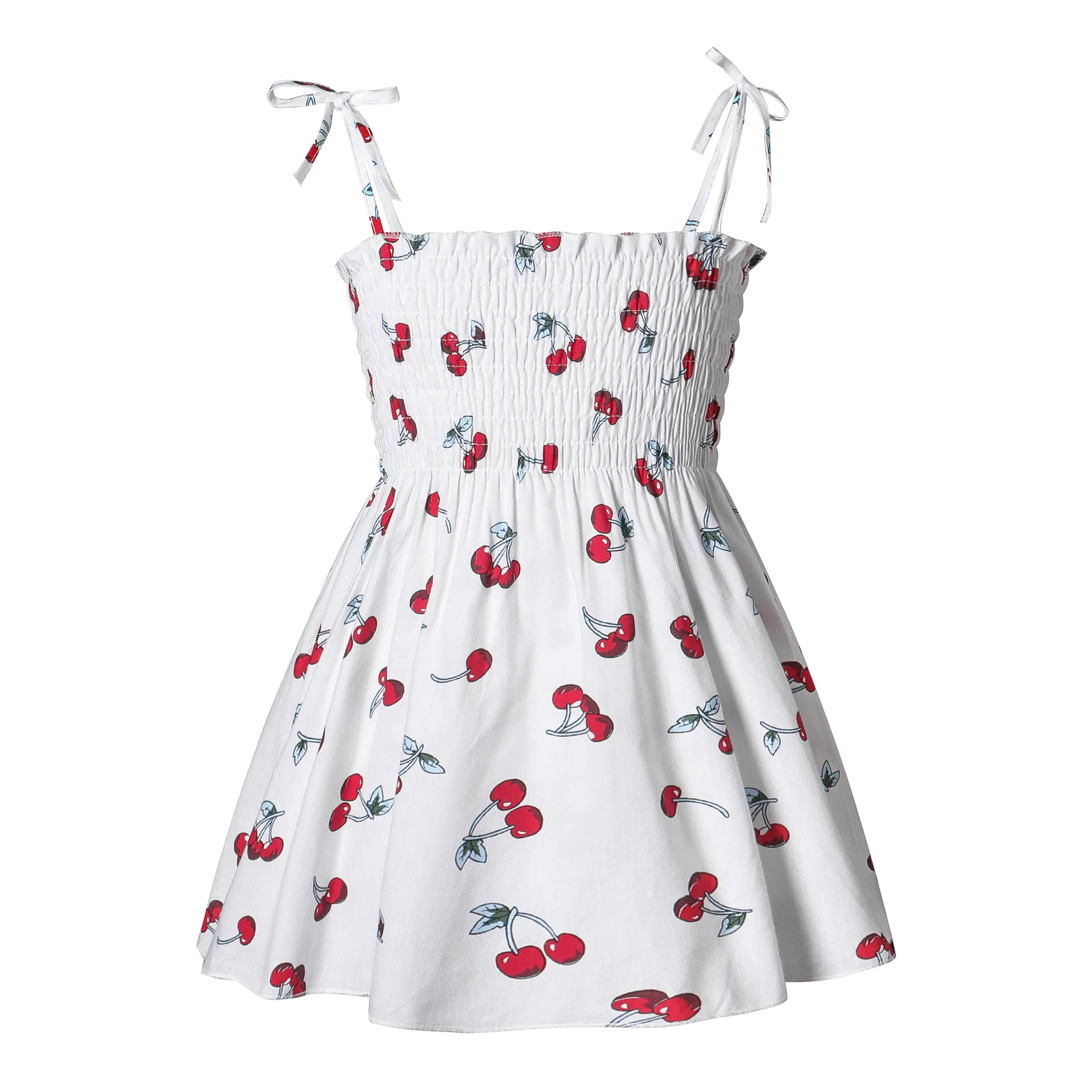 2023 Summer Baby Girls Strappy Dress 2-7Years Kids Print Floral Dress Fashion Slip Dress Sweet Girl Beach Mini Princess Dress