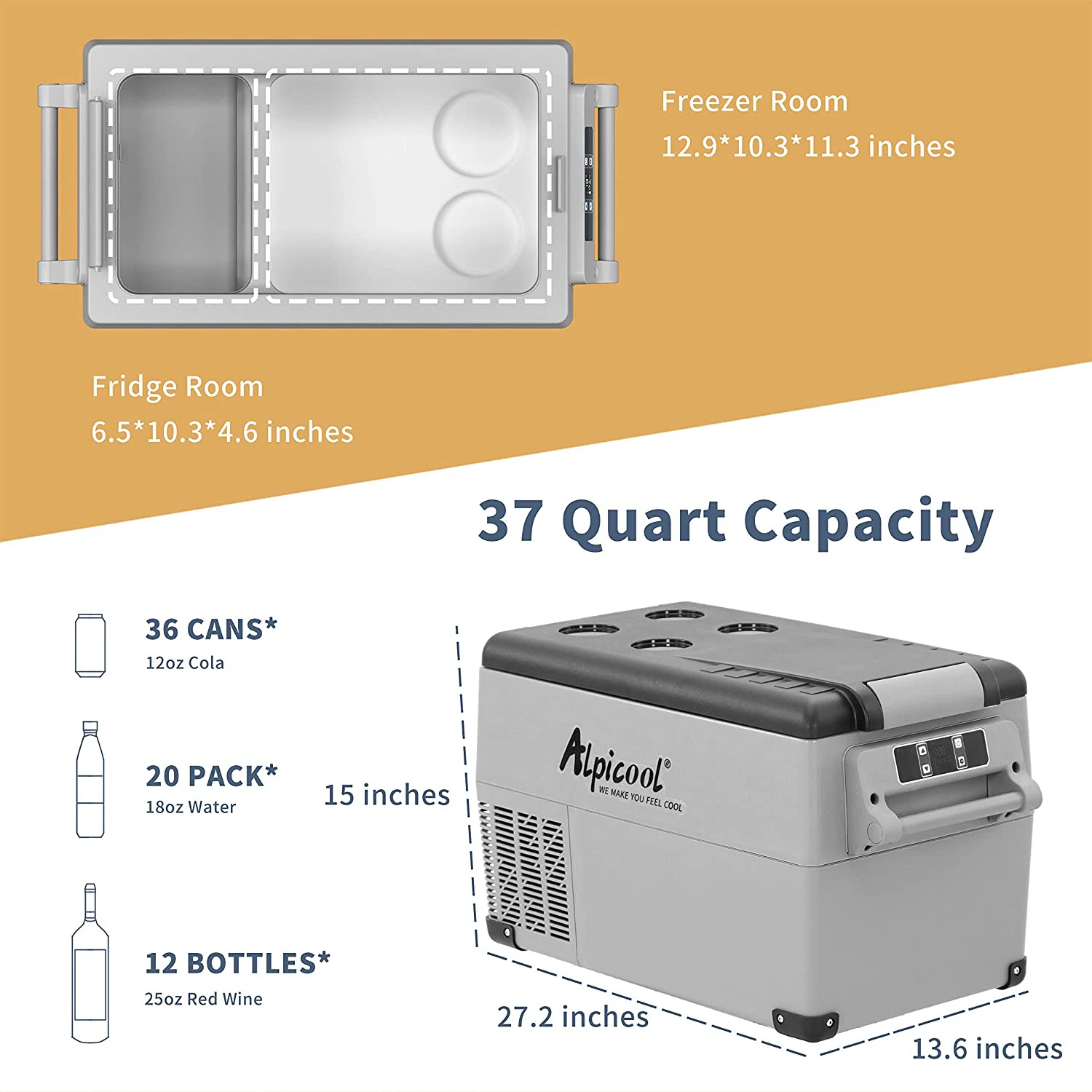 35L Alpicool Auto Auto Kühlschrank 12V Kompressor Tragbare