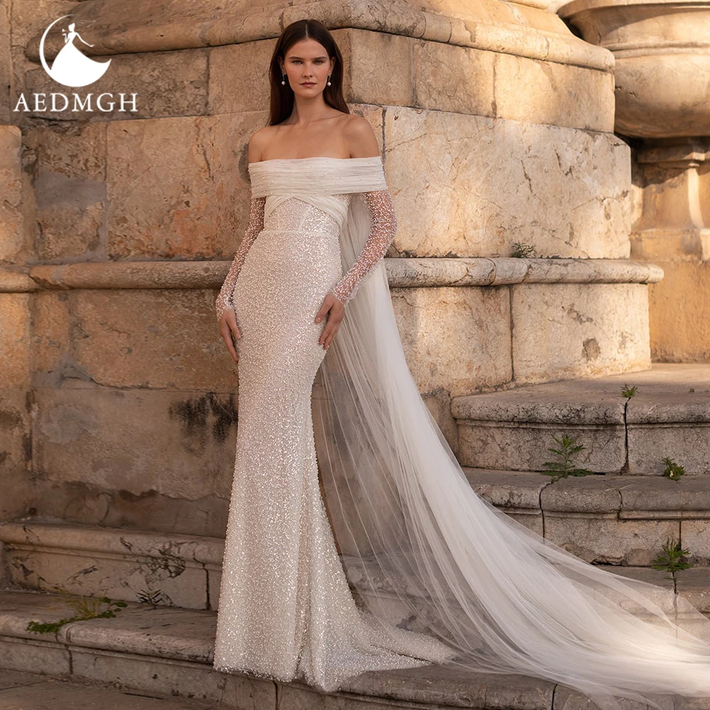 Robe De Mariée 2 En 1 Aedmgh Mermaid Wedding Dresses 2022 Sweetheart Long Sleeve With Jacket 2 In  1 Vestido De Novia Beaded Sequined Robe De Mariee| | - AliExpress