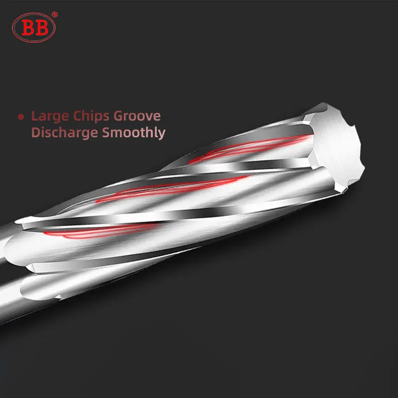 BB Carbide Machine Reamer Spiral Flute Uncoated H7 Tolerance Chucking Metal Cutter 6 Flutes CNC 4