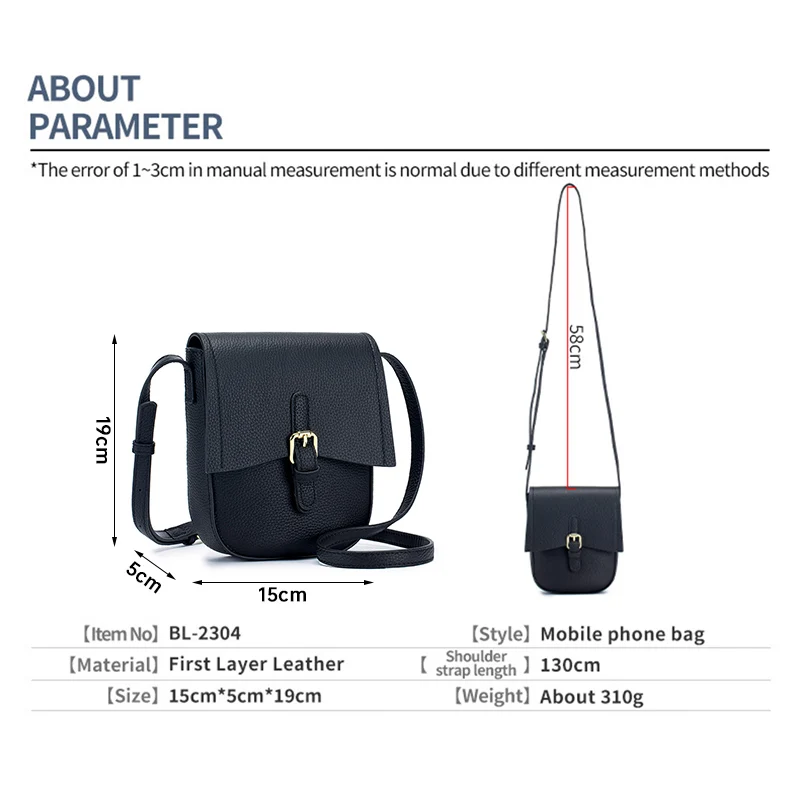 Women's Genuine Leather Phone Bag Shoulder Bag Crossbody Bag Creative Saddle Bag Mobile Top Layer Cowhide Single Shoulder Bag