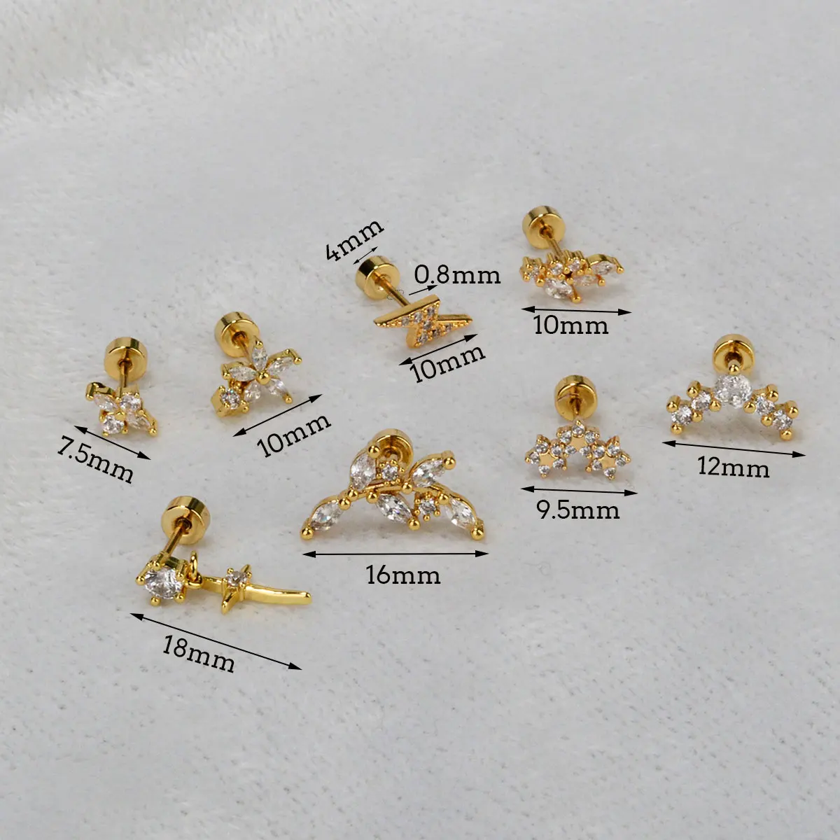 Stainless Steel Mini CZ Flower Cartilage Flat Back Screw Tiny Stud Earring 1Piece For Women Helix Tragus Piercing Body Jewelry