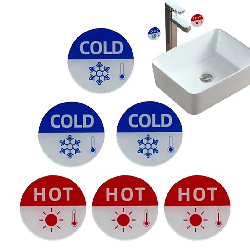 Hot And Cold Faucet Stickers acrylic Self-Adhesive Hot Cold Faucet Decal waterproof Round Hot Cold Water sign Tap Accessories