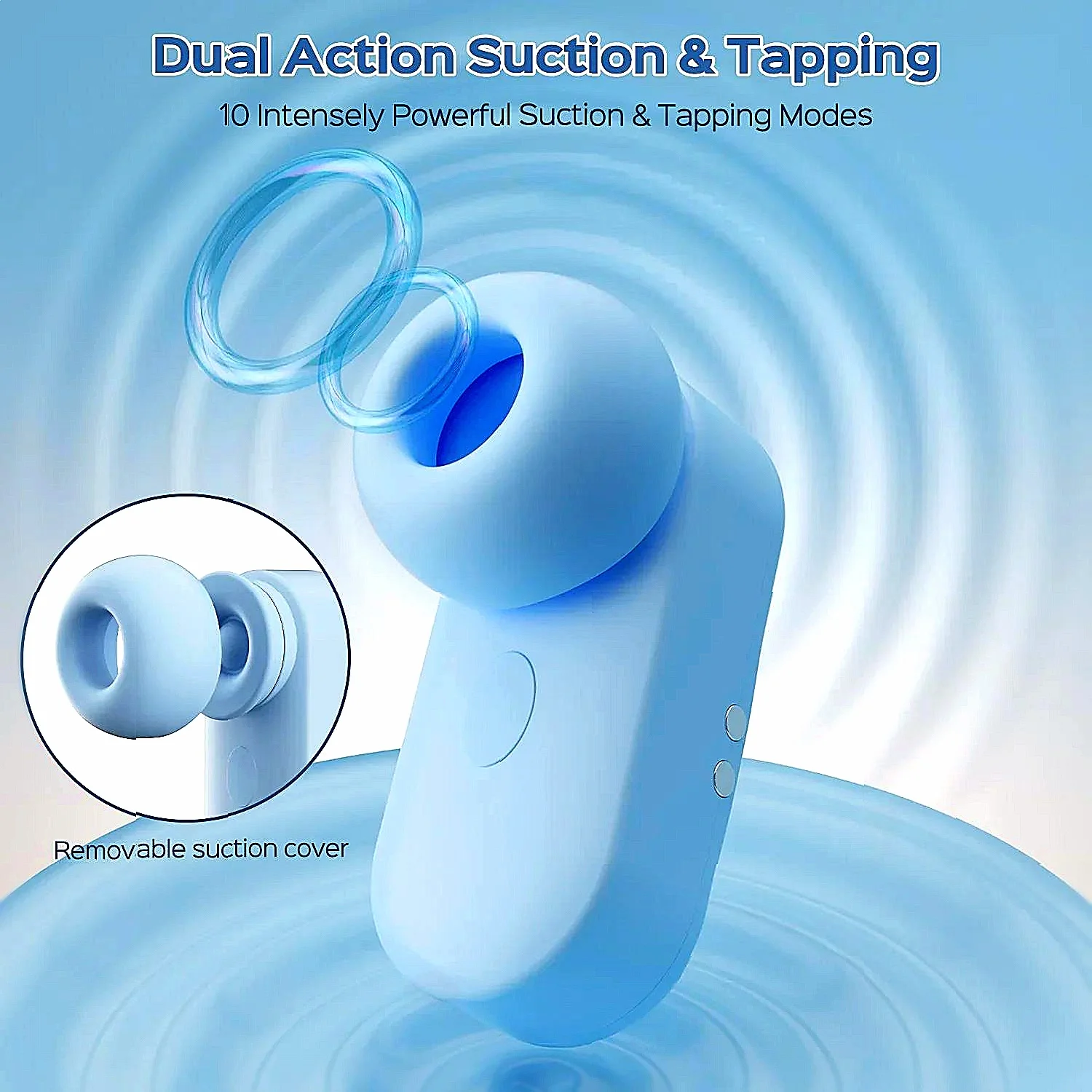 Compact Two In One Sucker Designed Like Earphones Provides Dual Tapping And Suction Vibration For Nipple And Clitoral Massage