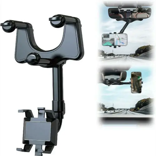 360° Rotatable And Retractable Car Phone Holder Multifunctional Rearview Mirror Firm Shockproof Automobile Mobile Phone Support mobile stand