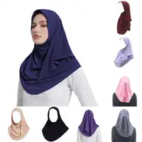 Muslim Hijabs Fashion Malaysia Women Wear Directly Flounce Ribbon Shawls Turban Solid Color Headscarf