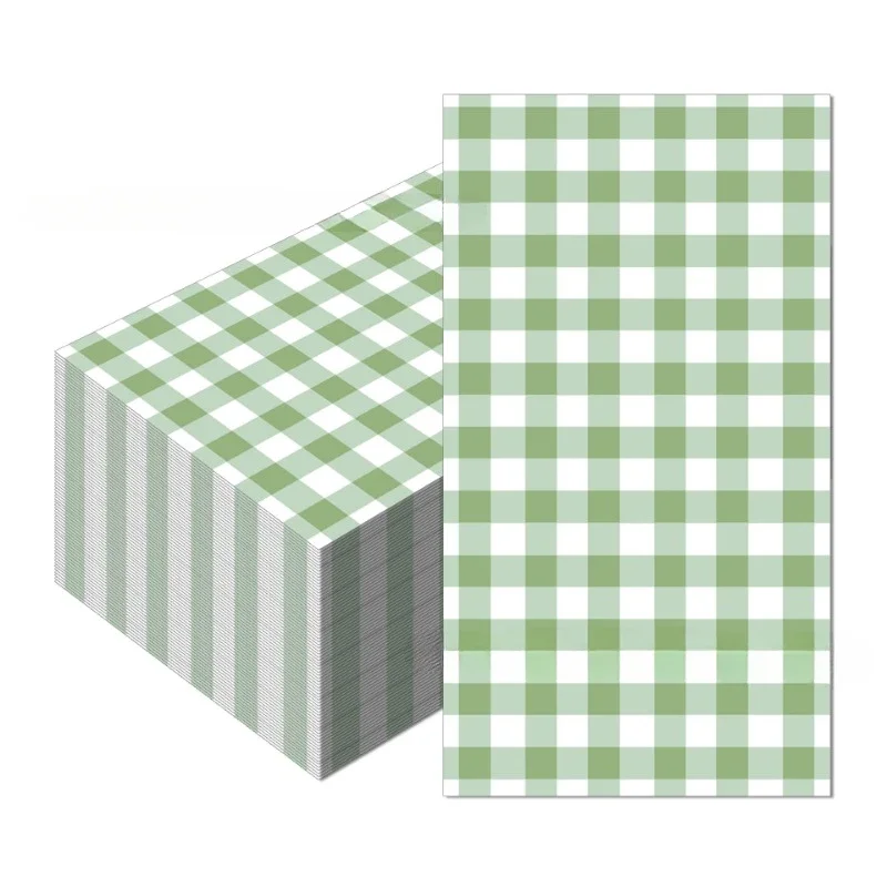 20pcs/Pac 33*40cm Green Checkered Wedding Long Tissue Paper Party Disposable Decorative Tissue Paper Colorful Placemats