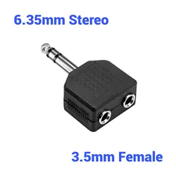 Universal Audio Jack Adapter - 6.35mm Male to 3.5mm/6.35mm Female Headphone & Microphone Splitter - 20PCS (6.35 Stereo - 3.5mm)