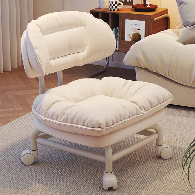 

Metal Stool with Wheels Small Living Room Furnitures Removable Ottomans Portable Shoe Changing Stools Children Backrest Chair
