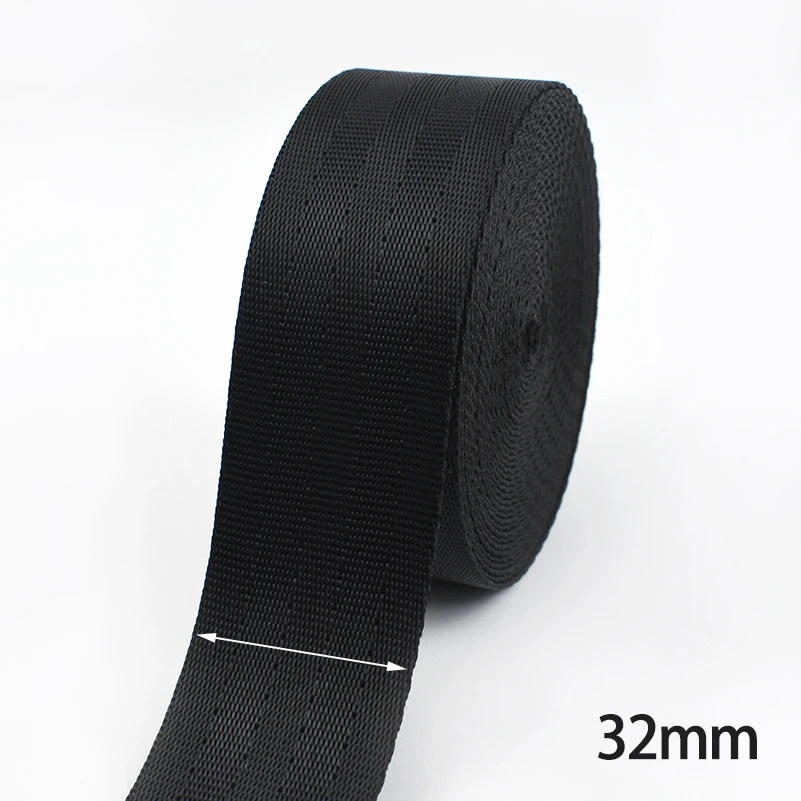 Black Nylon Webbing Tape for Sewing and Crafting - Various Widths and Lengths Available