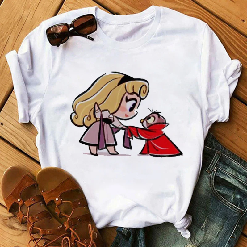 Disney Princess Graphic Printed Women T Shirt Fashion Summer Casual Short Sleeve Top Tees Cartoon Graphic Print 90s Tops Tee t shirt