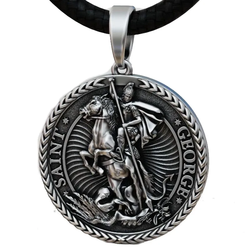 

15g Saint George and the Dragon Round Pendant 925 SOLID STERLING Silver High Trendy