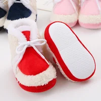0-18M Baby Padded Cotton Shoes Double Pom Pom Soft Sole Toddler Shoes Baby Solid Color Warm Snow Boots 6