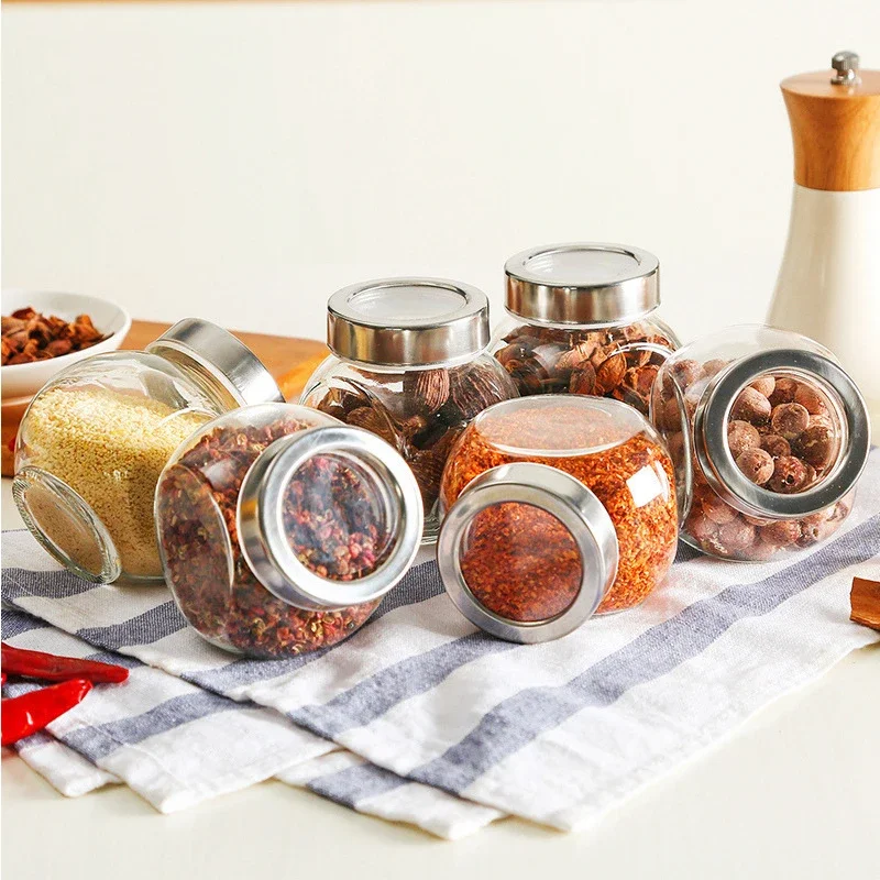 Glass Airtight Canister Kitchen Storage Bottles Jar Sealed Food Container Tea Coffee Beans Grains food spice storage jar