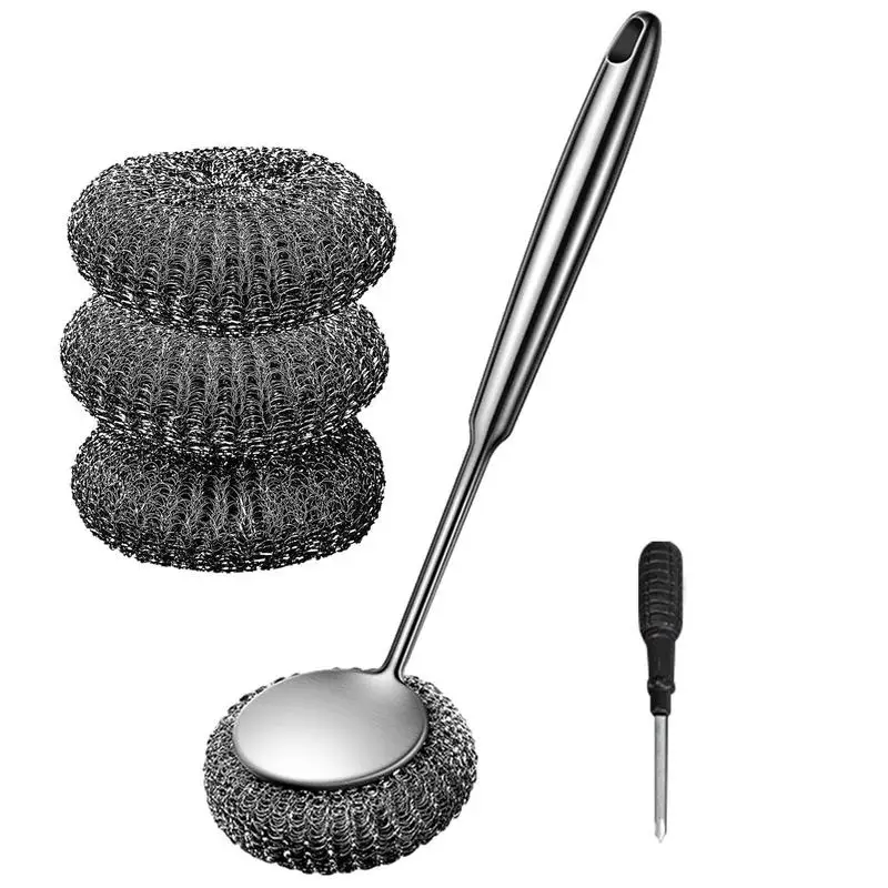 

Скребок для мытья посуды с ручкой из нержавеющей стали