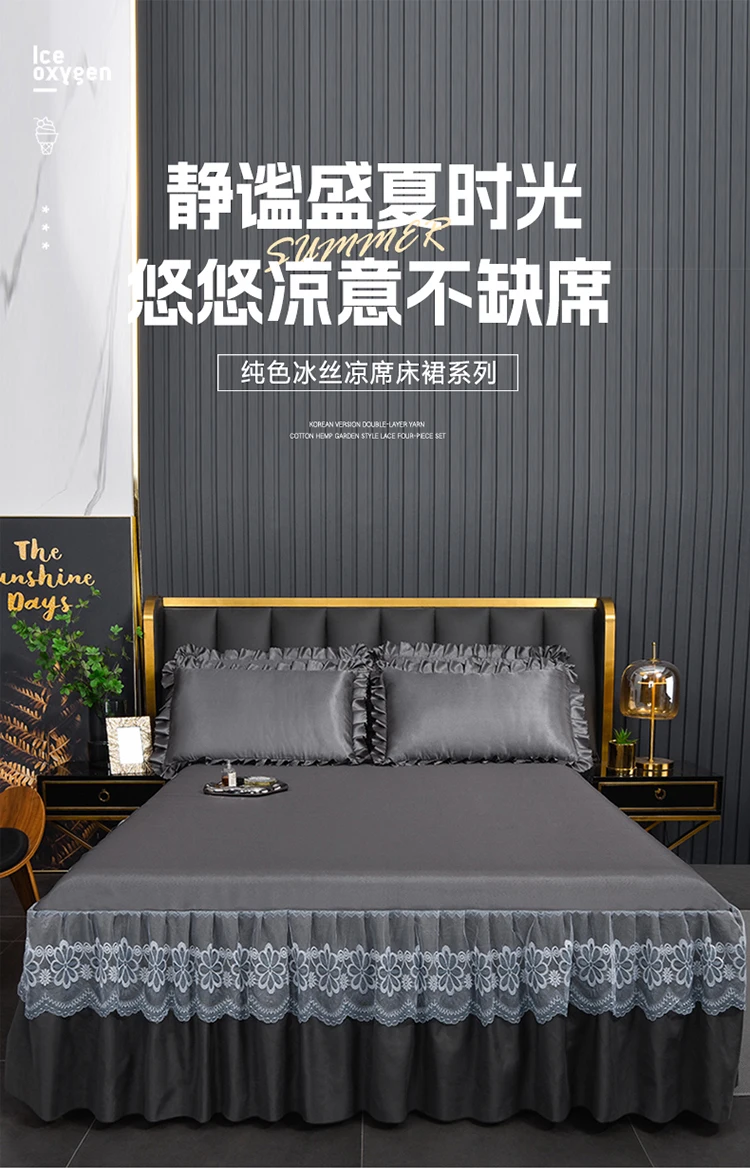 Description Picture 2 of itemBed Linen Bedspread Wrap Around Solid Microfiber Luxury Hotel Quality Fabric Bedroom Gathered Lace Ruffled Bedding Bed Skirt