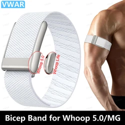 Breathable Nylon Adjustable Bicep Band - Sport Arm Strap Replacement - Whoop MG (White)