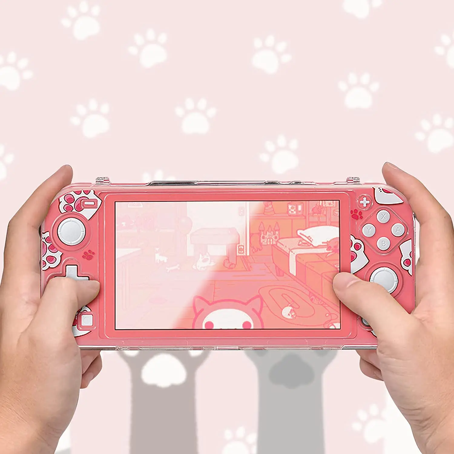 Nintendo Switch Lite ピンク クリアケース付き Nintendo Switch用透明ケース,Nintendo Switch用分割付き保護ケース