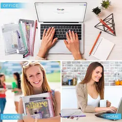 Mesh Zipper Pouch Waterproof Plastic Document Pouch Multipurpose for Travel Storage Office Appliances Home Organize Bags