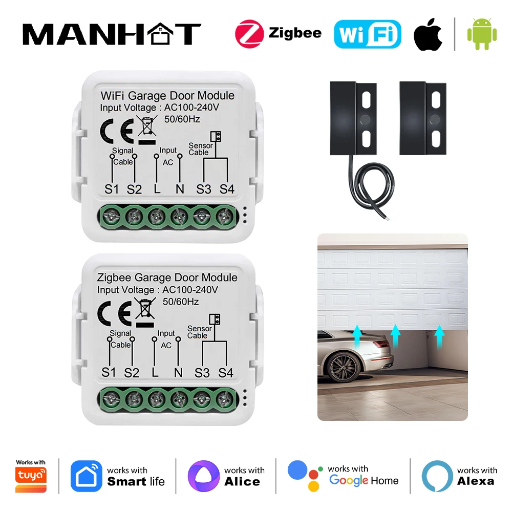 Smart Garage Door Opener Module with Voice-Activated Remote Control