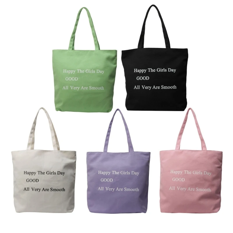 

Simple Harajuku Canvas Shoulder Bag with Letter Print Handbag for Fashion Women