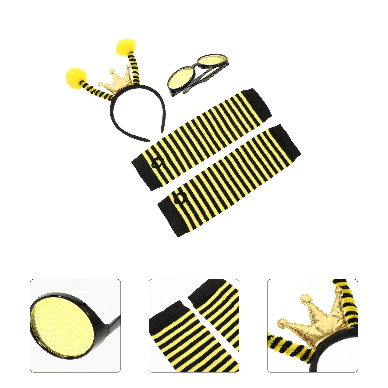 

1 Set Bees Costume Accessories Festival Bees Headband Stripe Wear Fingerless Bees Costumes Party Favors