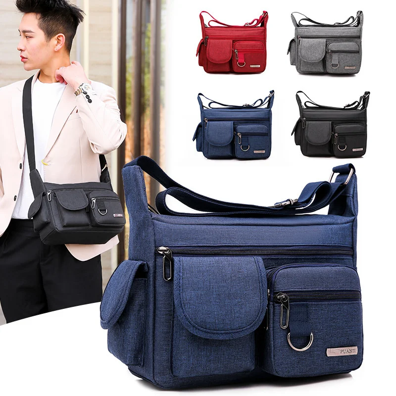 

Weysfor Messenger Bag Men Vintage Water Resistant Waxed Crossbody bags Briefcase Padded Shoulder Male Handbag