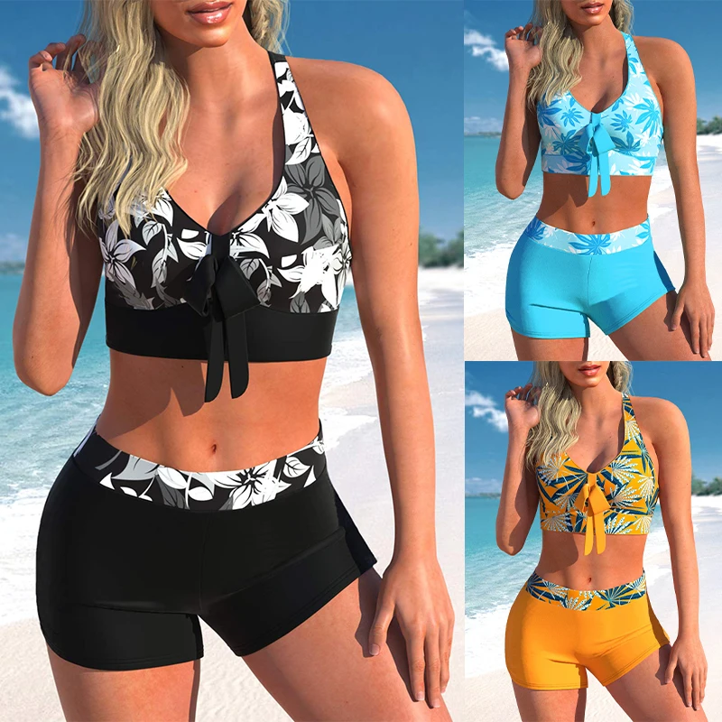 

2023 Summer Two Piece Swimwear Beach Bikini Sexy Swimwear Set Summer Women's New Print Two Piece Bikini Beach Swimwear
