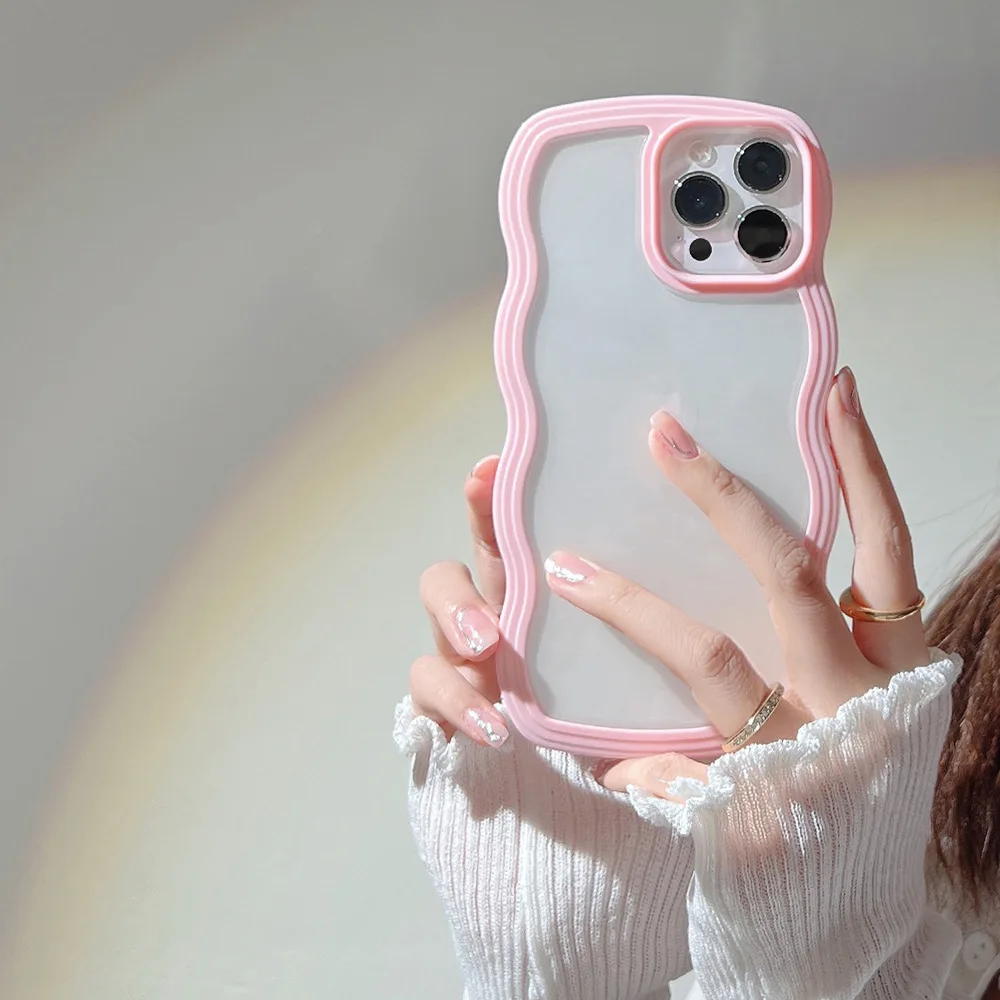 thumbnail image 1 of Luxury Transparent Phone Case For iPhone 15 13 14 Pro Max Plus Soft Clear Wavy Lines Shockproof Back Cover Protector Accessories, 1 of 4