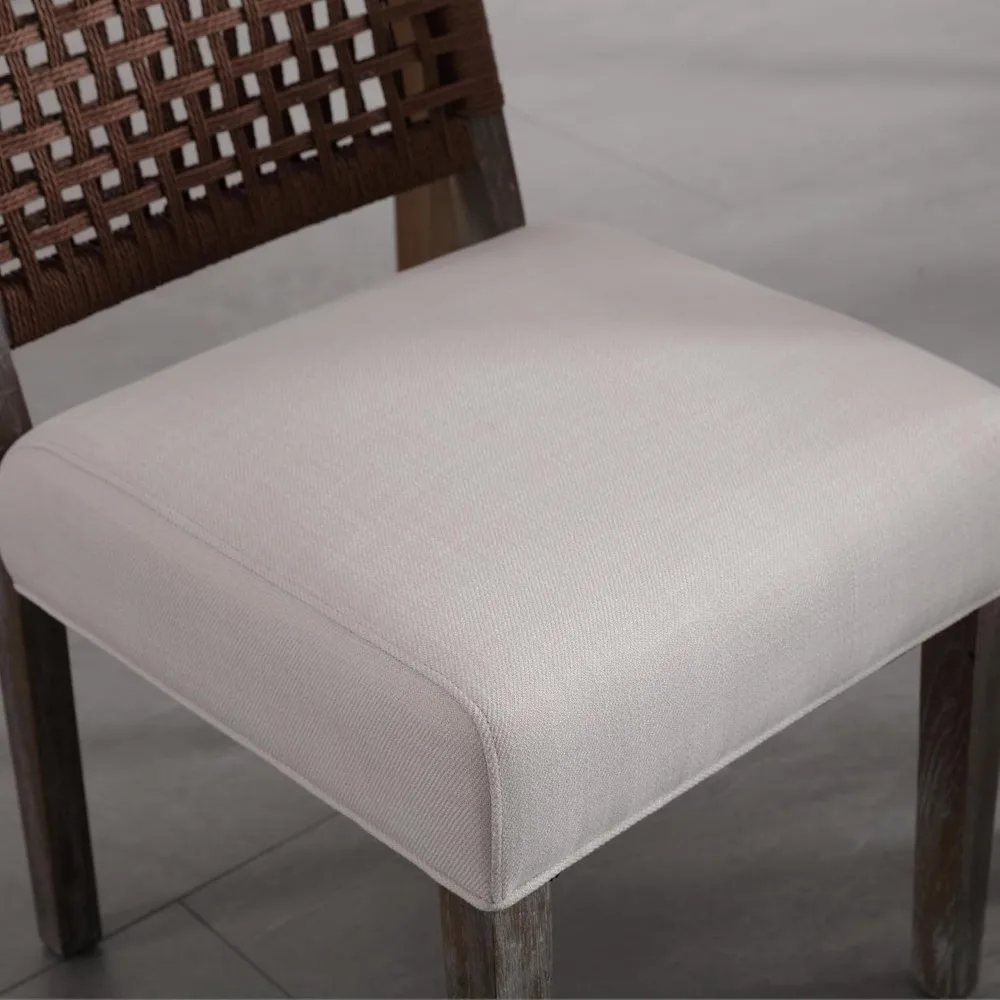 Upholstered Dining Chairs Set of 2, Farmhouse Dining Room Chairs Beige Kitchen Wooden Side Chair for Dinning Room-Linen