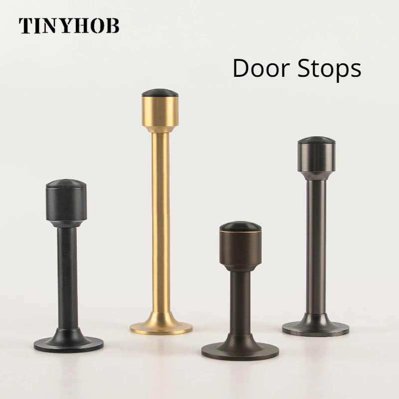 Brass Door Stops Non-Punch Wind-Proof Door Stopper Wall Mounted Floor Mounted Door Holder Furniture Door Hardware