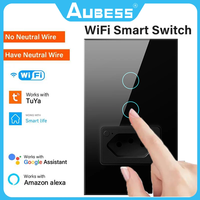 

Настенный смарт-выключатель с розетками, Wi-Fi, 20 А
