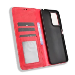 Premium PU Leather Flip Wallet Phone Case - Anti - Knock Design in Elegant Coque Finish - Moto G06 (Red)