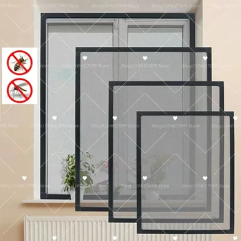 Moustiquaire anti-insectes de taille personnalisable, moustiquaires réutilisables, auto-adhésif noir, écran de fenêtre anti-moustiques pour fenêtres 1