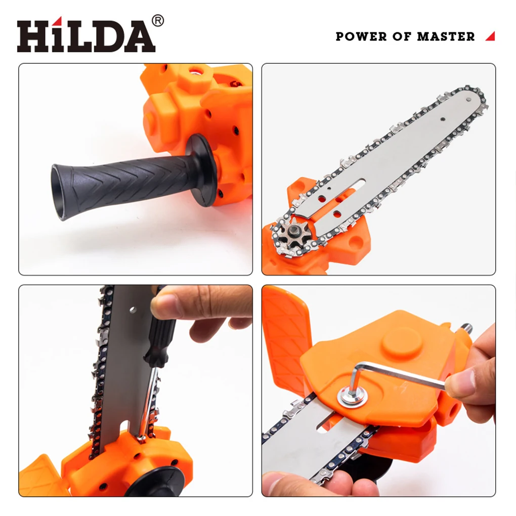 HILDA Profession Conversion Head Kits Electric Chain Saw Adapter Electric Drill Converter Attachment Woodworking Pruning Tools 6