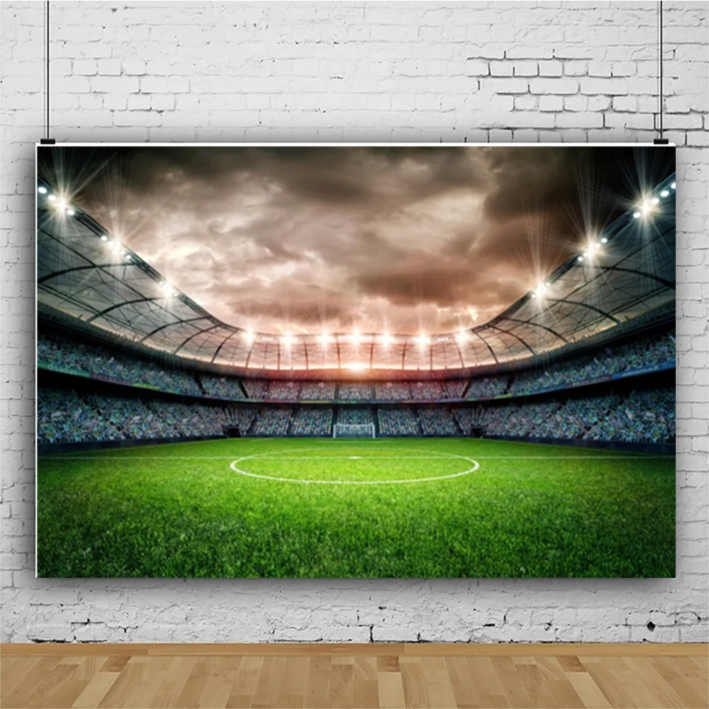 Real Madrid Bernabeu Football Stadium Photo Backdrop Kids Birthday Party Sport Theme Photography Background Custom Name