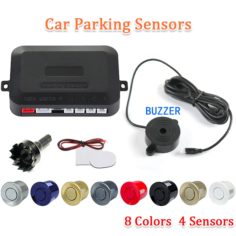 SINOVCLE-4 Car Parking Sensor Buzzer Kit, 22mm, Reverse Backup Radar, Sound Alert Indicator, Probe System, 12V, Frete Grátis
