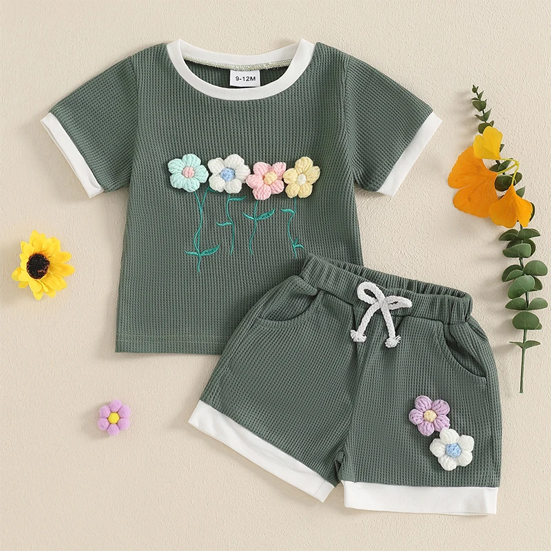 Lioraitiin Toddler Girl Summer 3D Flower Outfit