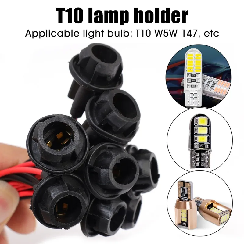 Car T10 Lamp Holder Rubber Light Bulb Socket Connector Holder Extension LED Lamp Bulb Base Holder Wire Adapter for T10 W5W 147