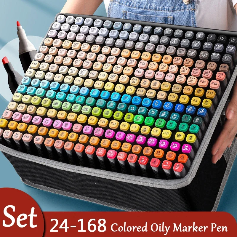 24-120 Color Markers Alcohol Felt Pen Manga Sketching Markers Dual Brush Art School Supplies Drawing Set School Supplies sketching rubbing cotton art supplies ball painting materials sponge ball paper brush painting color water absorption